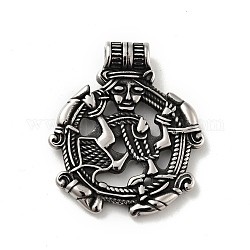 304 Stainless Steel Pendants, Viking Pagan Pewter Freya Goddess of Love Charms, Antique Silver, 44x38x7.5mm, Hole: 4.5mm