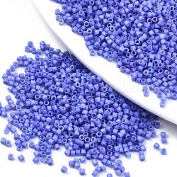 11/0 Grade A Glass Seed Beads, Cylinder, Uniform Seed Bead Size, Baking Paint, Royal Blue, 1.5x1mm, Hole: 0.5mm, about 2000pcs/10g