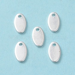304 Edelstahl Anhänger / charms, leere tag stempeln, Oval, Silber, 12.5x7.5x1 mm, Bohrung: 1.5 mm