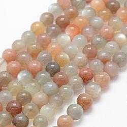 Brins de perles naturelles multi-pierre de lune, ronde, 8mm, Trou: 1mm, Environ 48 pcs/chapelet, 15.1 pouce (38.5 cm)