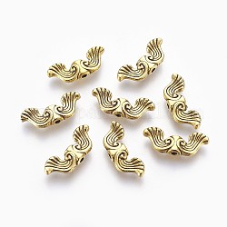 Tibetischer stil legierung perlen, Bleifrei und Cadmiumfrei und Nickel frei, Antik Golden Farbe, Flügel, 19x7.5x3.5 mm, Bohrung: 1.5 mm