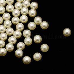 ABS Plastic Imitation Pearl Round Beads, Dyed, Beige, 2mm, about 2000pcs/10g