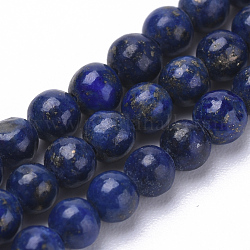 Lapis lazuli perles synthétiques brins, teinte, ronde, 3mm, Trou: 0.5mm, Environ 130 pcs/chapelet, 16.3 pouce