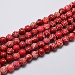 Brins de perles de jaspe impérial naturel, ronde, teinte, rouge foncé, 6mm, Trou: 1mm, Environ 62 pcs/chapelet, 15 pouce