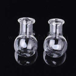 Handmade Blown Glass Globe Cover, For Bottle Pendant Making, Clear, 24.5~25x15mm, Half Hole: 6mm, Bottle Capacity: 1.8ml(0.06 fl. oz)
