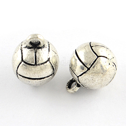 Tibetischen Stil Ball Legierungscharme, cadmiumfrei und bleifrei, Antik Silber Farbe, 11x14 mm, Bohrung: 1.5 mm, ca. 278 Stk. / 1000 g