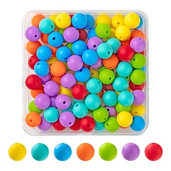7 colori perline in silicone ecologico per uso alimentare, masticare perline per i denti, fare collane fai-da-te fai-da-te, tondo, colore misto, 12mm, Foro: 2 mm, 100pcs/scatola