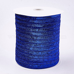 Ruban scintillant, ruban de polyester et nylon, bleu, 3/8 pouce (9.5~10 mm), environ 200 mètres / rouleau (182.88 m / rouleau).