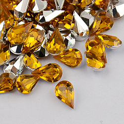 Garment Accessories Pointed Back Taiwan Acrylic Rhinestone Cabochons, Faceted Teardrop, Goldenrod, 5x3x2mm
