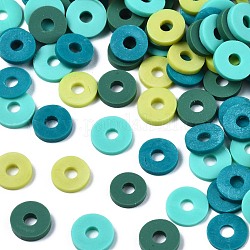 Бусины из полимерной глины , Heishi бусы, для поделок ювелирных изделий, Диск / плоские круглые, зелено-синие, 6x1 мм, отверстие : 2 мм, Около 26000 шт / 1000 г