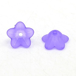 Stämmig indigo transparent gefrostet Blume Acrylperlen, Größe: ca. 13mm Durchmesser, 7 mm dick, Bohrung: 1 mm