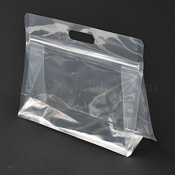 透明なプラスチック製のジップロックバッグ  プラスチック製のスタンドアップポーチ  再封可能なバッグ  ハンドル付き  透明  17x24x0.05cm