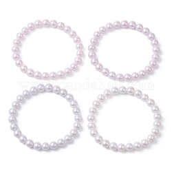 Bracelets extensibles en perles d'imitation en plastique pom, couleur mixte, diamètre intérieur: 2-3/8 pouce (6 cm), perles: 8 mm