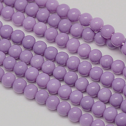 Eco-Friendly Round Baking Paint Glass Beads Strands, Cotton Cord Threaded, Plum, 4~4.5mm, Hole: 0.7~1.1mm, about 104pcs/strand, 15 inch