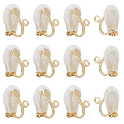 Beebeecraft 20Pcs Brass Clip-on Earring Findings, with Loops & 20Pcs Earring Pads, Real 24K Gold Plated, 12x15.5x9mm, Hole: 1.6mm