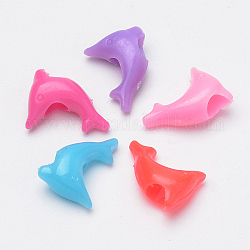 Perline di plastica, delfino, colore misto, 13.5x10x5.5mm, foro: 3.5mm, circa 2630pcs/500g