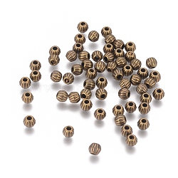 Tibetischen stil Abstandsperlen, Bleifrei und Nickel frei und Cadmiumfrei, Doppelkegel, Antik Bronze Farbe, 4x4.5 mm, Bohrung: 1 mm