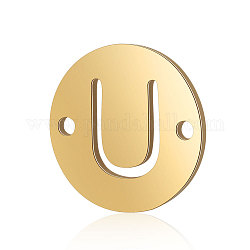 Connettori a maglie in acciaio al titanio, piatta e rotonda con la lettera, oro, letter.u, 12x0.8mm, Foro: 0.8 mm