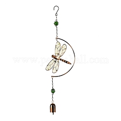 Luminous Iron Wind Chimes, Small Wind Bells Handmade Glass Pendants, Dragonfly, Colorful, 560mm
