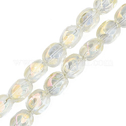Chapelets de perles en verre électroplaqué, demi-plaqué, couleur ab , ovale, jaune verge d'or clair, 12x10.5x10mm, Trou: 1.2mm, Environ 50 pcs/chapelet, 23.62 pouce (60 cm)