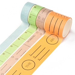 DIY cintas adhesivas decorativas del libro de recuerdos, patrón de metas y planes, 1.5~3.5 cm, aproximamente 2 m / rollo, 4 rollo / juego