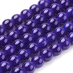 Painted Glass Beads Strands, Round, Midnight Blue, 8mm, Hole: 1mm, about 104pcs/strand