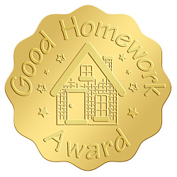 Adesivi autoadesivi in lamina d'oro in rilievo, adesivo decorazione medaglia, modello casa, 50x50mm