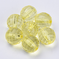 Abalorios de acrílico transparentes, facetados, redondo, amarillo, 12x12mm, agujero: 1.9 mm, aproximamente 496 unidades / 500 g