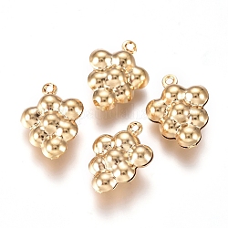 304 Stainless Steel Charms, Grape, Real 24k Gold Plated, 14x11x6mm, Hole: 1mm