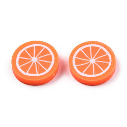 Handmade Polymer Clay Beads, Lemon Slices, Coral, 19.5x4.5mm, Hole: 1.2mm