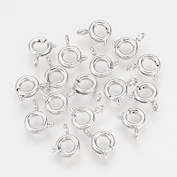 Латунная застежка пружинного кольца, без никеля , Реальная платина, 9x7x2 мм, отверстие : 1.5 мм