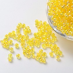 Perles acryliques transparentes écologiques, ronde, couleur ab , jaune, 12mm, Trou: 2mm, environ 560 pcs/500 g