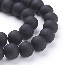 Painted Glass Bead Strands, Rubberized Style, Round, Black, 12mm, Hole: 1.3~1.6mm, 31.4 inch