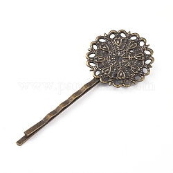 Железные фурнитуры шпильки Bobby Pin, цветочный, античная бронза, 65x25.5x5 мм