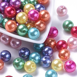 Abalorios de acrílico de la perla de imitación, teñido, redondo, color mezclado, 12x11.5mm, agujero: 2.7 mm, aproximamente 480~530 unidades / libra