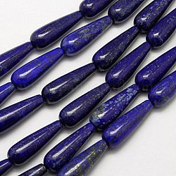 Natural Lapis Lazuli Bead Strands, Grade A, Teardrop, Midnight Blue, 30x10mm, Hole: 1mm