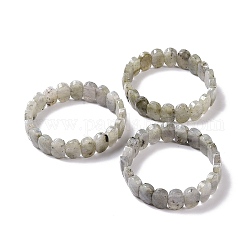 Bracelet extensible perlé ovale en labradorite naturelle, bijoux en pierres précieuses pour femmes, diamètre intérieur: 2-1/8 pouce (5.4~5.5 cm)