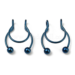 304 Stainless Steel Clip on Nose Rings, Wire Wrap No Piercing Nose Rings, Blue, 15x13x4.5mm