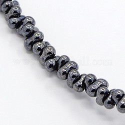 Electroplate Glass Beads Strands, Bone, Hematite Plated, 2x4mm, Hole: 1mm, about 300pcs/strand, 19.2inch