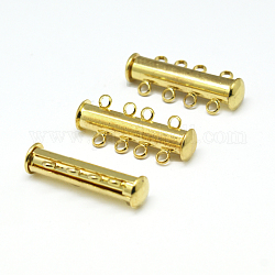 4-Stränge 8-Löcher Rohr Messing Magnet Gleitverschluß Spangen, Nickelfrei, golden, 25x10x6 mm, Bohrung: 2 mm