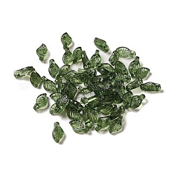 Charms de acrílico transparente, para los pendientes de los accesorios, charms de la hoja, verde, 9.7x5.5x3.6mm, agujero: 1.2 mm