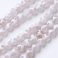 Natural Grade A Agate Beads Strands, Dyed & Heated, Round, Faceted, White, 10mm, Hole: 1.2mm, about 37pcs/strand, 14.9 inch(38cm)