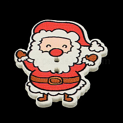 Кнопки для отдыха, две деревянные пуговицы отверстие распечатаны, Рождество Санта-Клаус, красные, 33x29x2 мм, отверстие : 2 мм