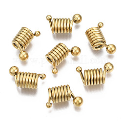 316 perles européennes chirurgicales en acier inoxydable, Perles avec un grand trou   , colonne, véritable 14k plaqué or, 18x11x8mm, Trou: 5mm
