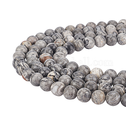 Chgcraft 4 brins pierre de carte naturelle/pierre picasso/perles de jaspe picasso brins, ronde, 10mm, Trou: 1mm, Environ 39 pcs/chapelet, 15.5 pouce
