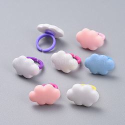 Acryl Manschette Fingerringe, mit Harz, Kinder-Schmuck, Wolke, zufällige einzelne Farbe oder zufällige Mischfarbe, 13.5~14 mm