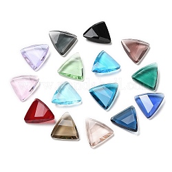 Cabochons de strass en verre, facette, triangle, couleur mixte, 16x15.5x5mm
