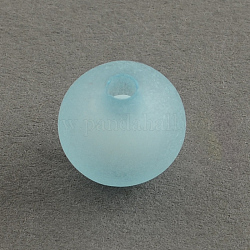 Frosted Acrylic Beads, Bead in Bead, Round, Light Sky Blue, 7~8mm, Hole: 2mm, about 2030pcs/500g
