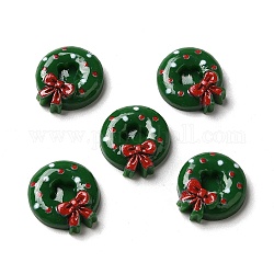 Weihnachtliche Cabochons aus undurchsichtigem Harz, Weihnachtskranz, grün, 19x17.5x5.5 mm