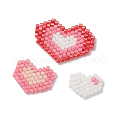 3 pz 3 perline di semi giapponesi miyuki fatti a mano in stile, modello telaio, cuore, colore misto, 10~18x12~23x2mm, 1pc / style